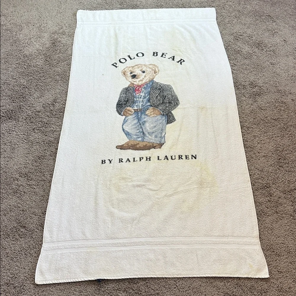 VTG Polo Bear By Ralph Lauren Western Casual Bath Sheet Beach Towel 35x72 USA
